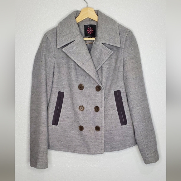 Isaac Mizrahi Live Gray & Brown Double Breasted Womens Peacoat Size Small - Picture 8 of 8